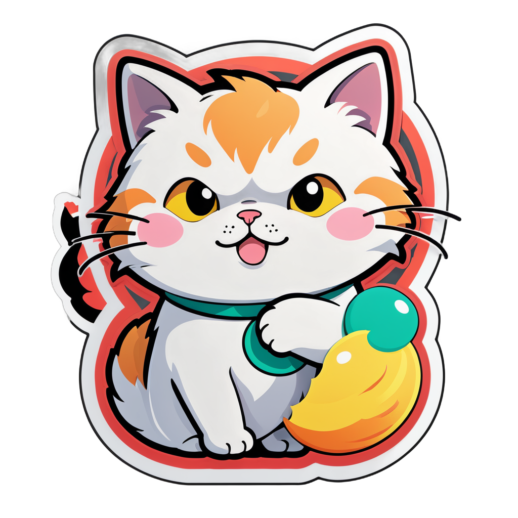 Cute cat holding a banana sticker example