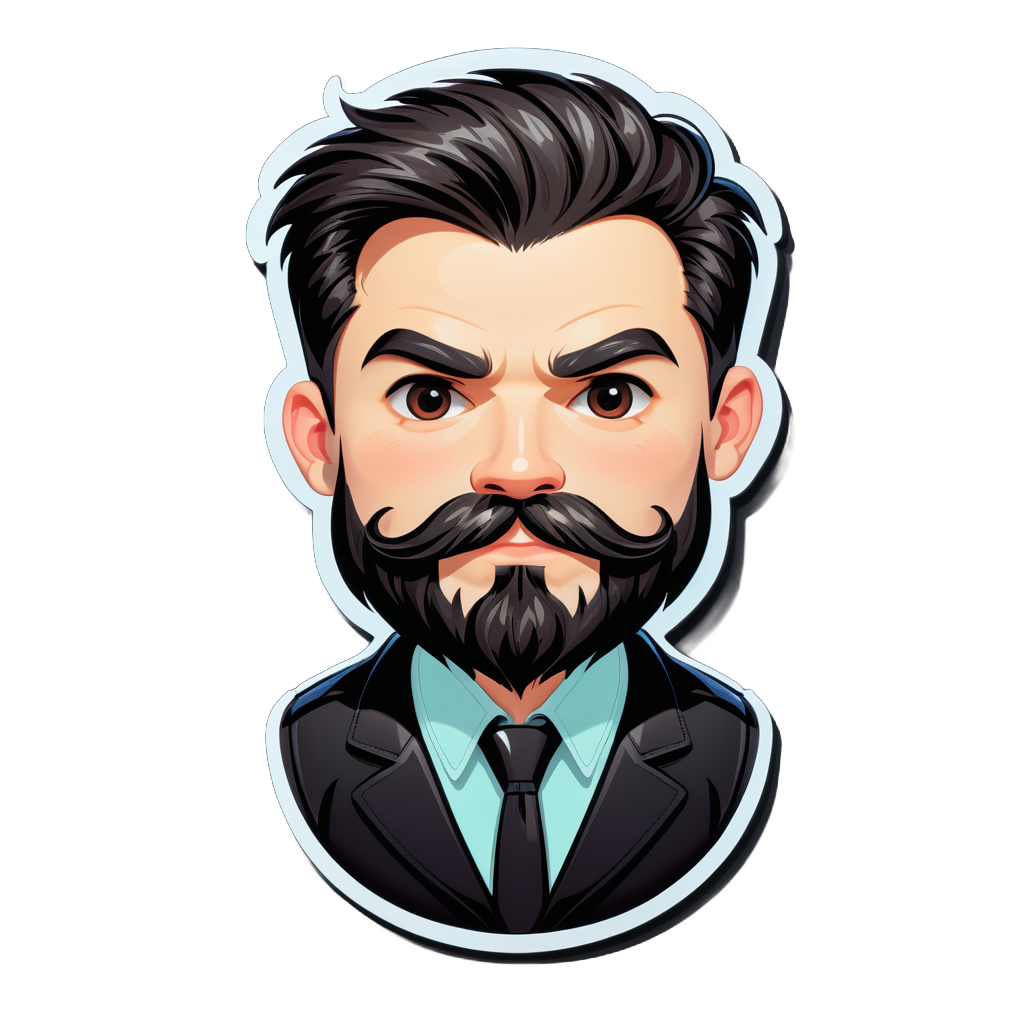 Bearded character portrait sticker example