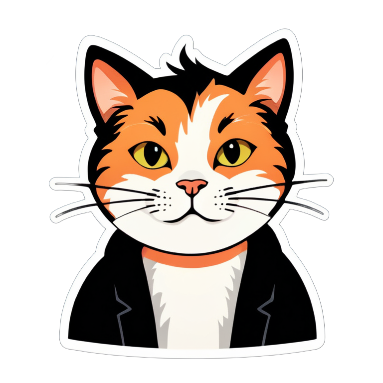 Calico cat portrait sticker example