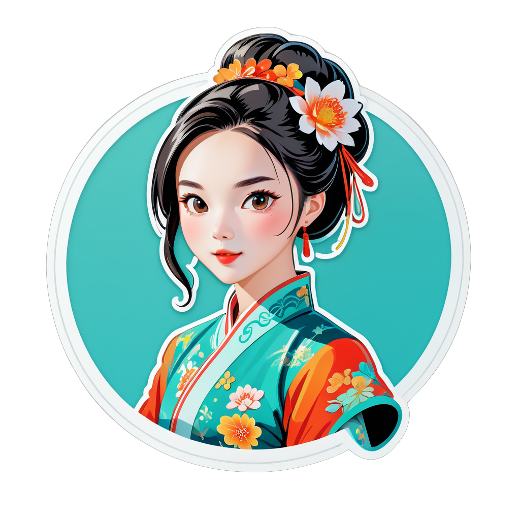 Traditional outfit portrait sticker example