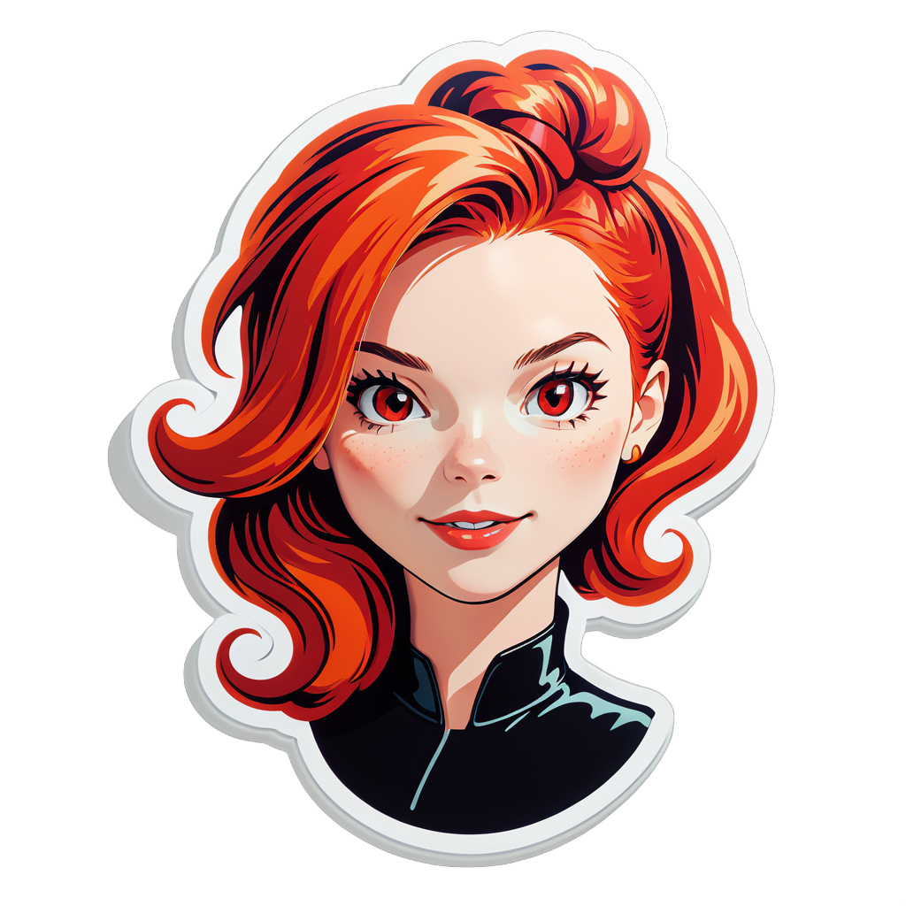 Red-haired character avatar sticker example